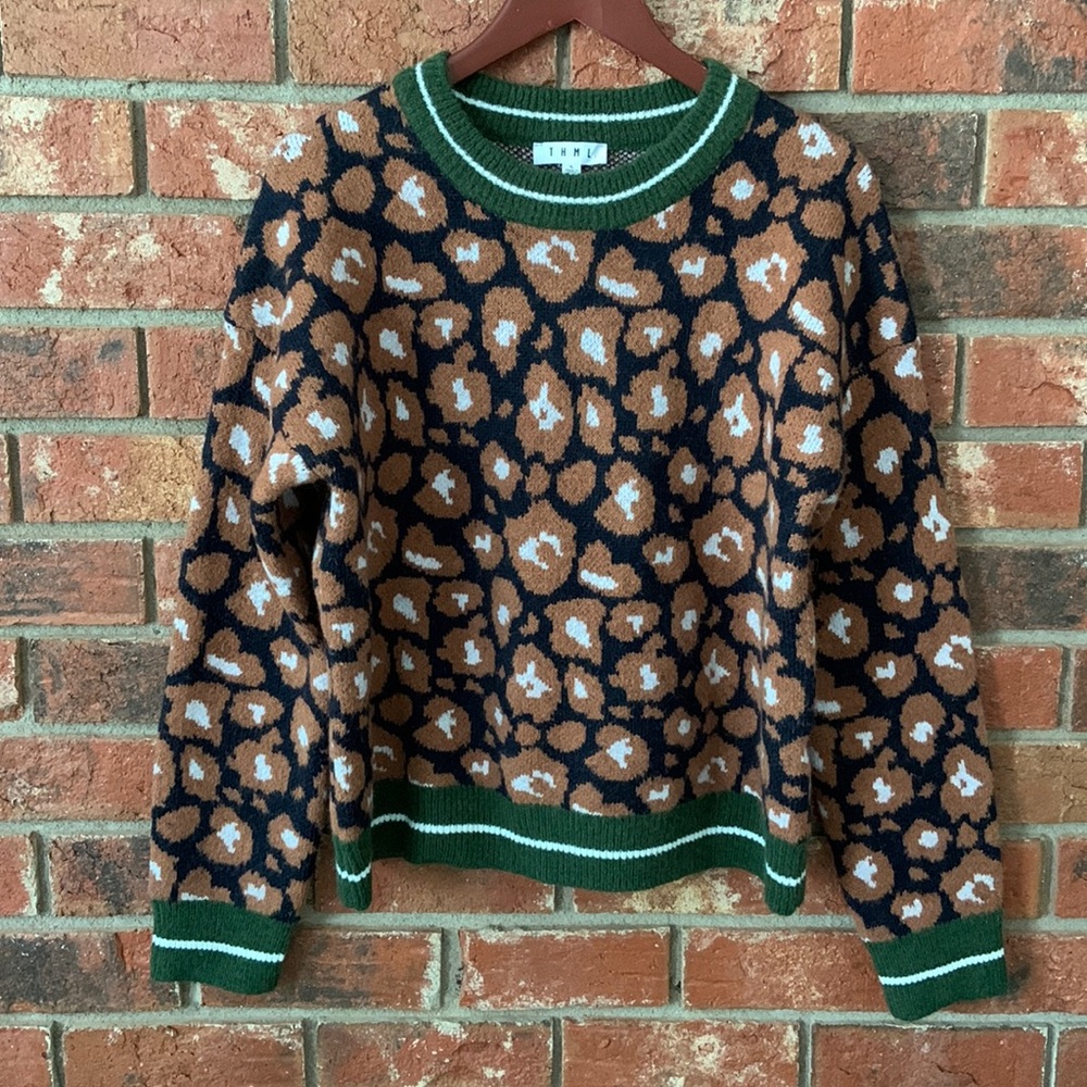 THML Brown and Black Leopard Print Sweater